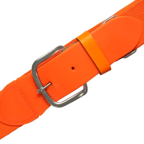 Champion Sports Baseball/Softball Uniform Belt - Comfort Nylon Stretch Fit Uniform Belt - Durable Leather Tab - Youth '18-32 Inches' - Neon Orange