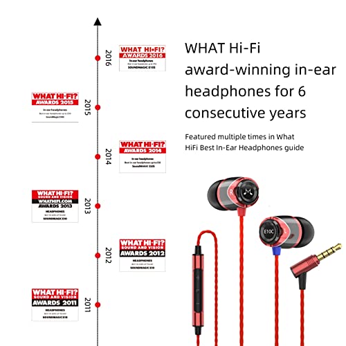 Image of Soundmagic E10C in-Ear Wired Headphones with Mic (Red)