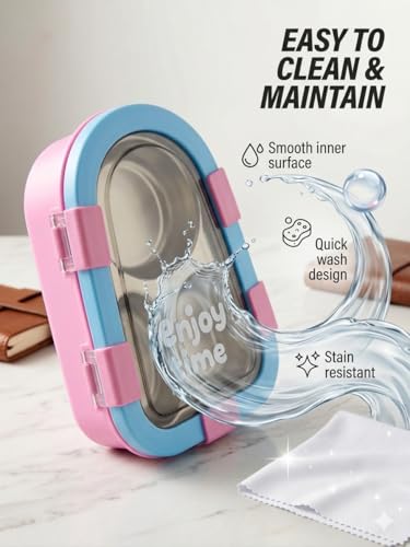 Image of Triangle Bento Lunch Box for Kids | Leakproof 5-Lock Food Storage Container with 3 Compartments | BPA-Free Reusable Tiffin Box for School, Office & Travel (3 Compartment)