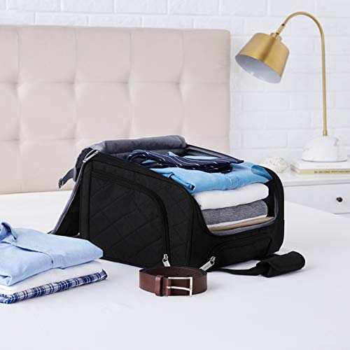 Amazon Basics Underseat Carry-On Rolling Travel Luggage Bag, 14 Inches, Black Quilted