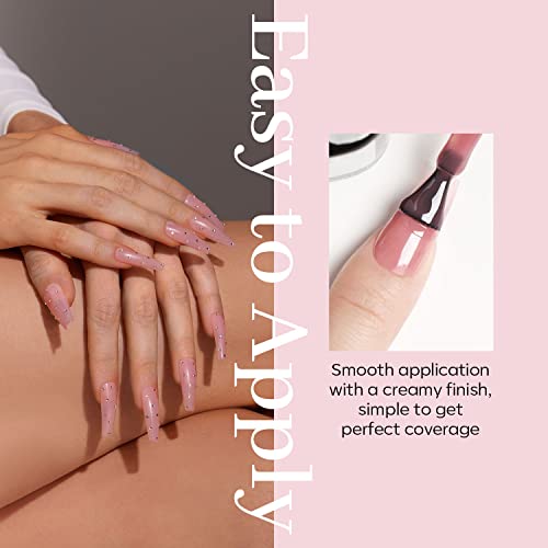 Modelones Gel Nail Polish, 1 Pcs 15Ml Transparent Jelly Nude Pink Gel Polish Set Sheer Pink Champagne Color Nail Gel Polish Kit, Soak Off Led Salon Diy At Home Gel Nail Manicure Gift For Women Girls #TOP6