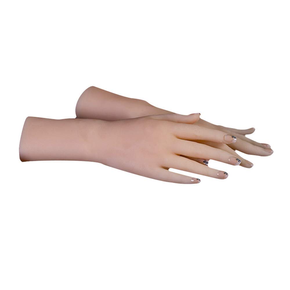 Mani morbide per Esercitazione per Nail Art, Modello di Mano in Silicone Manichino per manichino Flessibile in Silicone Morbido Realistico per Display conbraccialetto e Guanto ad Anello