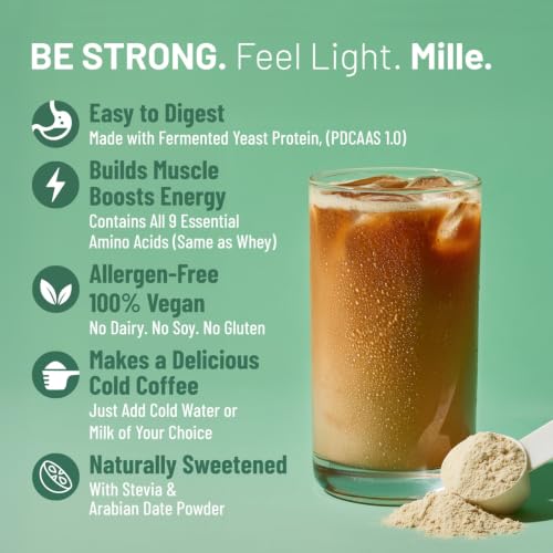 Image of Mille Plant Protein Powder Trial Pack | 31g Unflavored & 25g Coffee Hazelnut Protein | Vegan Yeast Protein | Non-Bloating | No Added Sugar | Clean Plant-Based Blend | 1.34 oz x 2 (38g Each)