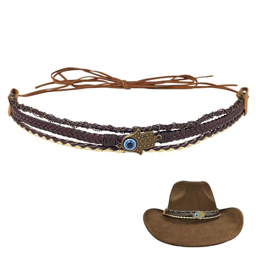 Image of Cowboy Hat Bands for Men Women, Leather Hatbands Belt for Cowboy /Western /Fedora /Cowgirl Hats
