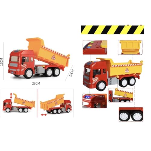 Image of Dumper Truck, Pull Back Vehicles for Kids, Friction Power Truck with Light & Sound, Toys for Boys (Multicolor)