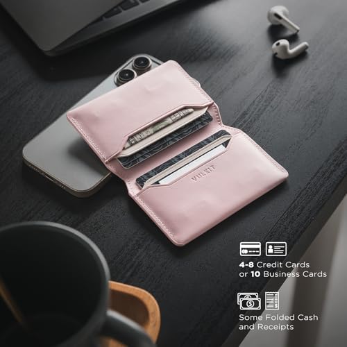 Image of VULKIT Slim Minimalist Card Holder RFID Blocking Leather Credit Card Holder Front Pocket Wallet Magnetic Closure