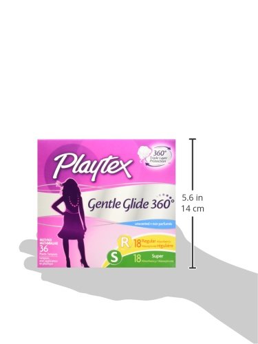 Image of Playtex Simply Gentle Glide Multipack Unscented Tampons with Regular and Super Absorbencies, 36 Count (Packaging May Vary) (Pack of 5)