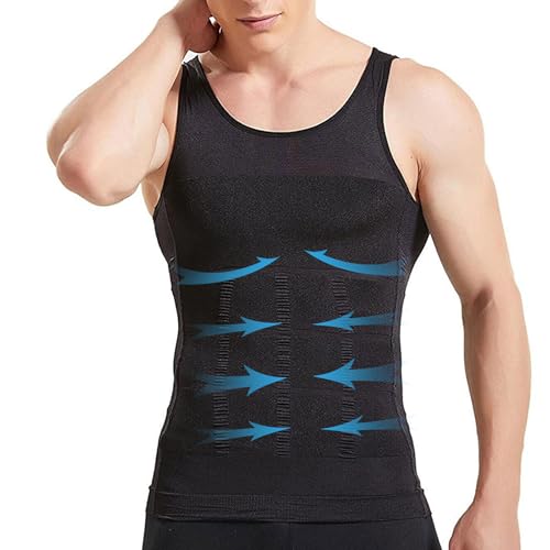 viiotu Compression Vest for Men Shapewear Slimming Vest Tummy Control Body Shaper Undershirt Tank Tops Black