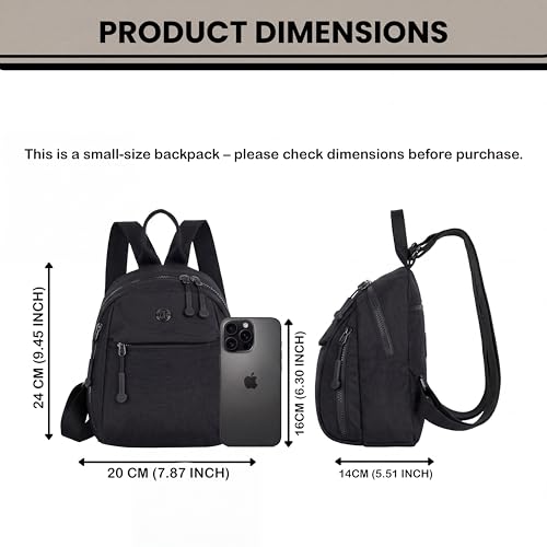 Image of TS WITH TECHSUN Women's Small Mini Backpack Purse | Water-Resistant Compact Bag for Travel, Casual Outings | Fits Only Essentials (L) 20 X (W) 14 X (H) 24 CM