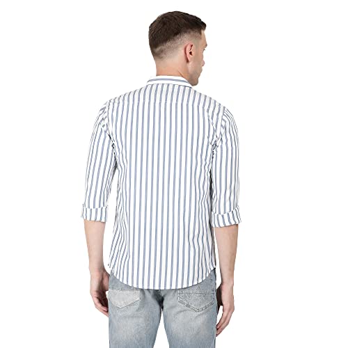 Image of Wrangler White Striped Regular Fit Shirt