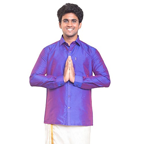 Image of THANGAMAGAN Men's Regular Fit Shirt (TF0050142MSBE Blue 42)