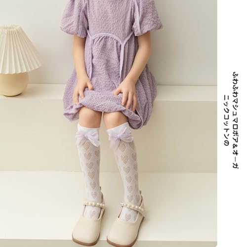 Thigh High Socks, Kneehigh Socks Hollowed MidCalf Little Girl Spring Stretchy Bowknot Trim Sock for School Girl Sock4