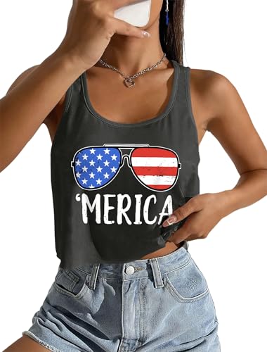 Image of Ithalt Womens American Flag Shirts 4th of July Outfits USA T-Shirt Patriotic Tank Shirt Fourth of July Sleeveless Tops