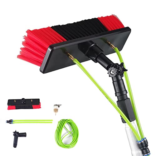 Teles - Barra de limpieza de ventanas con cepillo de 30 cm, alcance de 11 m, sistema de alimentación de agua para una fácil limpieza de techos y paneles de invernadero, herramienta eficiente y ligera