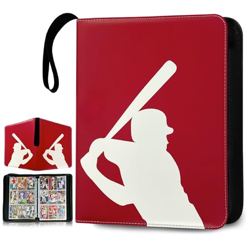 Card Binder with 50 Removable 9 pocket Sleeves, Baseball Sports Card Binder Album fits 900 Cards. Baseball Card Holder, Trading Card album design, Baseball card book. Collectible Trading card album.
