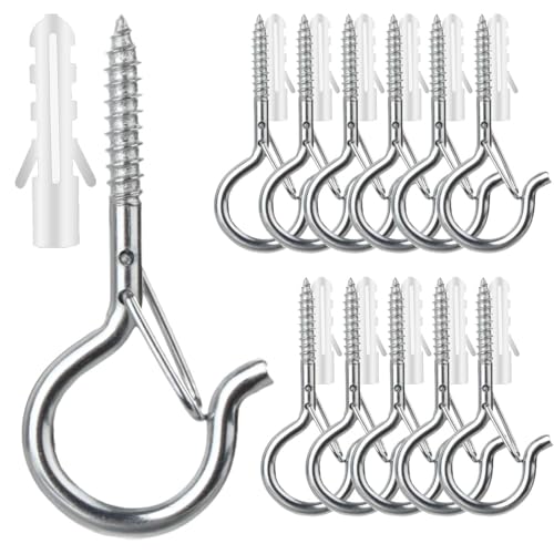 Image of FSAH 12 PCS Q-Hanger Hooks with Safety Buckle, Windproof Screw Hooks