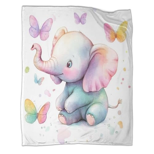 Cadeau pour collègues : couverture polaire éléphant aquarelle 3D - 3