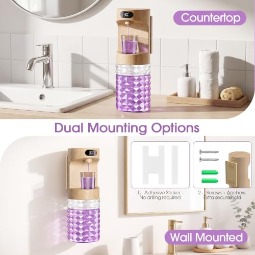 Image of Automatic Mouthwash Dispenser for Bathroom,20.29 oz Touchless Electric Mouth Wash Dispensers Bathroom Accessories Set with 2 Magnetic Cups,4 Modes Wall Mounted Mouth Wash Dispenser for Home (Brown)