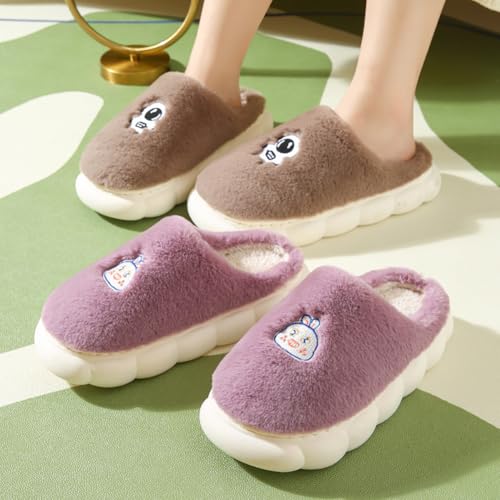 Rungion Womens Platform Cute Slippers Plush Slides Memory Foam Slipper Winter Warm Anti-Slip Bedroom House Shoes Indoor4