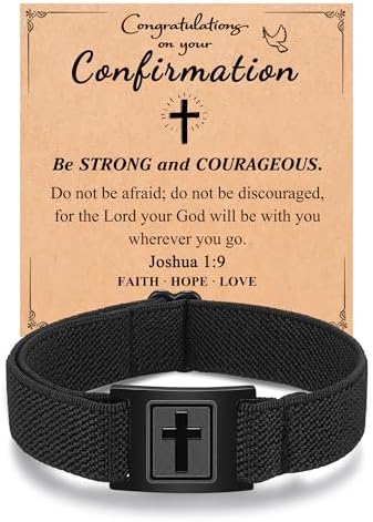 PINKDODO Catholic Confirmation Gifts for Boys Cross Bracelet