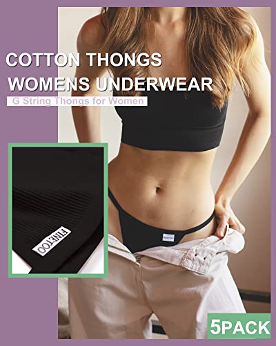 FINETOO 10 Pack G-String Thongs for Women Cotton Panties Stretch T-back Tangas Low Rise Hipster Underwear Sexy S-XL (Light color-10pack, Small)