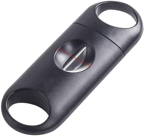 DASEB Portable Cigar Cutter ABS Case Stainless Steel V Shaped Sharp Blade Cigarro Hole Opener Smoking Accessory(Black)