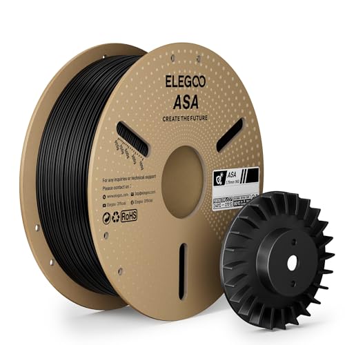 ELEGOO ASA Filament 1.75mm Deep Black 1KG UV & Weather Resistant 3D Printer Filament for Outdoor Functional Parts High Impact Strength Engineering Grad 1kg Spool (2.2lbs) Fit for FDM Printers