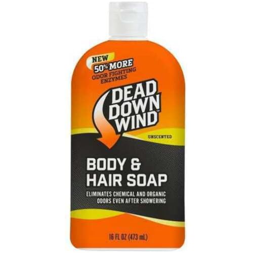 Dead Down Wind Body & Hair Soap, 16 oz Bottle, Unscented, Soap for Odors, Hunting Accessories, Gentle Body Wash & Shampoo for Hunting, Safe for Sensitive Skin (Packaging May Vary)