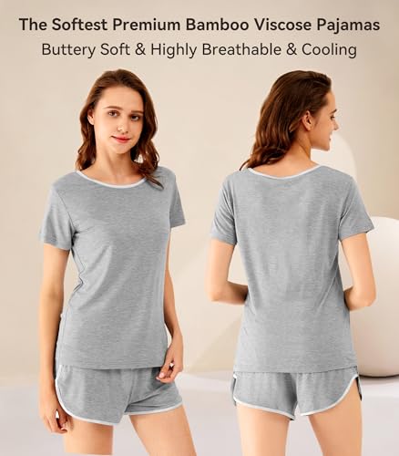 Image of WiWi Viscose from Bamboo Pajamas Set for Women Super Soft Short Sleeve Cooling Summer Plus Size Pjs Sets Sleepwear S-4X