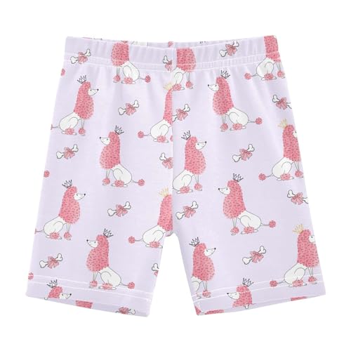 JHKKU Girls Cute Poodles Dog Shorts Cotton Cartwheel Bike Kids Biker Under Dress Dance Short Girl Clothes 8Y