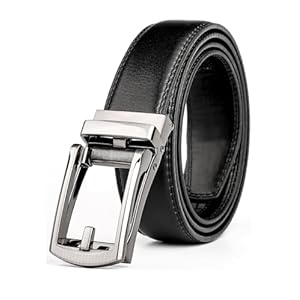 JASGOOD Men’s Genuine Leather Ratchet Belt Cowhide Belt with Open Buckle, 33/35mm Wide