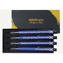 InnoBeta Scottish Gifts for Men & Women, Ballpoint Pen Set of 4, Black Ink, Ideal Gifts for Scottish Lovers on Birthdays, Christmas