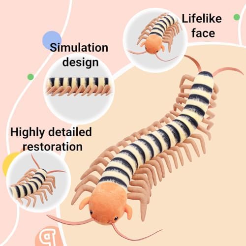 FRANKIEZHOU Centipede Stuffed Animal Plush- Yellow 23.6 Inch,Realistic Centipede Stuffed Toy for Kids, Home Decor, Cuddle Toy image 5