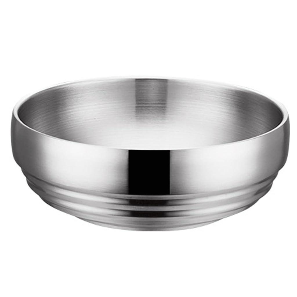 WOTZOV Salad Bowl Simple Cold Noodle Bowl Stainless Steel Large Capacity Bibimbap Ramen Bowl Double Soup Bowl Commercial Colour Plate Kitchen Supplies，A Small
