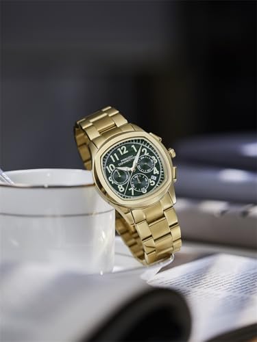 Image of French Connection Megachron | Olive Green Dial | Gold Stainless Steel Strap | Watch for Men - FCD5GM