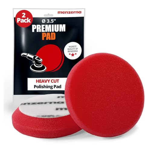menzerna 3.5 Inch 2X Premium Polishing Pads Heavy Cut for Scratch Repair I Body Repair and Detailing Pads with Safety Edge & Velcro Attachment I Washable & Long Lasting