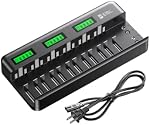 EBL 12+2 Bay LCD Universal Battery Charger for AA AAA C D Ni-MH Ni-Cd 9V Rechargeable Batteries