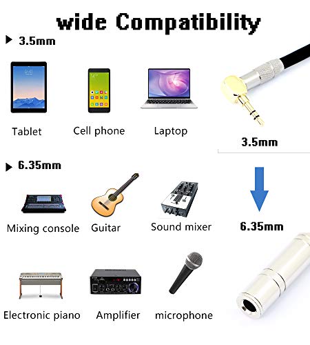 Adaptador audio ángulo derecho 3.5mm macho a 6.35mm hembra miniatura 6