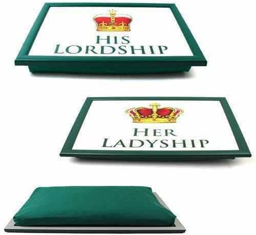 B4E Her Ladyship and His Lordship Lap Tray Serving Set Cushioned