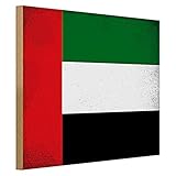 Vintage Holzschild | Flagge der Vereinigten Arabischen Emirate | Dekoration | 40 cm x 30 cm