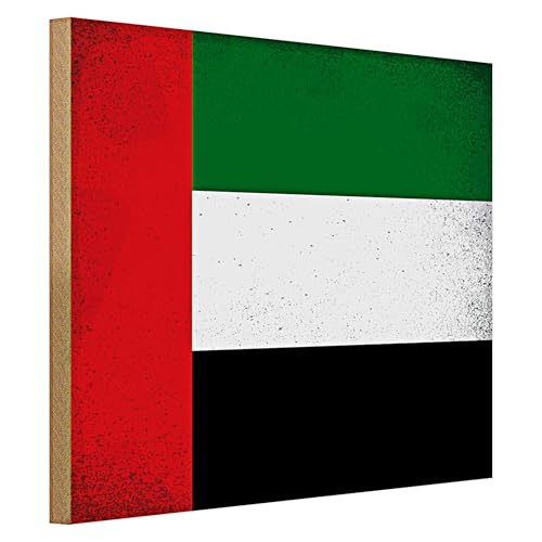 Vintage Holzschild | Flagge der Vereinigten Arabischen Emirate | Dekoration | 40 cm x 30 cm