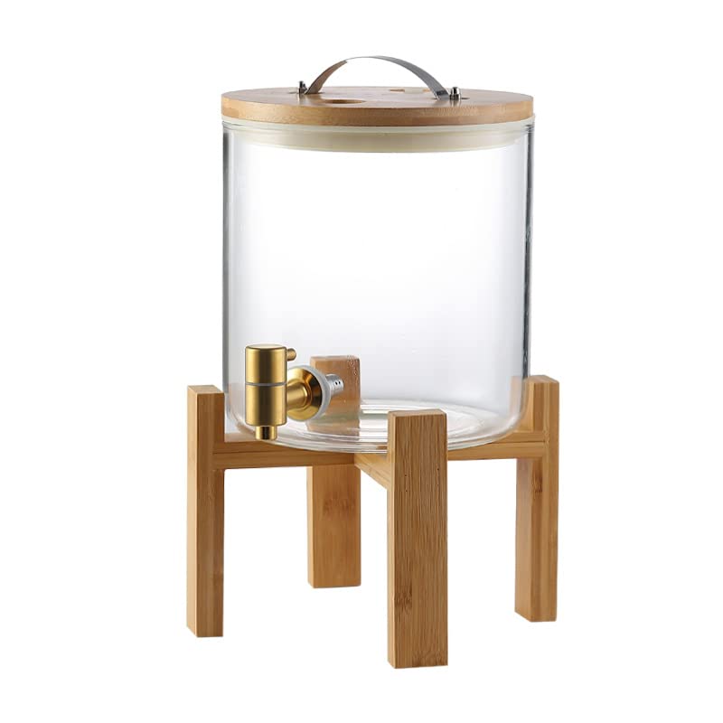Bottiglia di acqua fredda 5L Brocca di acqua fredda con rubinetto Dispenser di bevande in vetro Vaso di vetro Secchio per bevande self-service Barattolo di tè al sole con coperchio Dispenser per