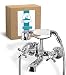 Produktbild Calmwaters® Retro Badewannenarmatur Messing, Mischbatterie Badewanne, Notalgie Wannenarmatur mit Kreuzgriffen und Handbrause, Vintage Armatur Wasserhahn, Zweigriffmischer, Bad Aufputzarmatur, Chrom