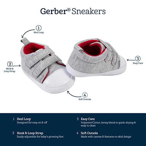Image of Gerber Baby Boys & Girls Sneakers Crib Shoes for Newborn - Toddler