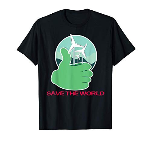Mulino a vento salva il mondo, energia verde, ama la terra Maglietta