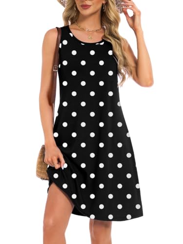 YOKGO Womens Summer Dresses Casual Loose Sleeveless Dress Beach Vacation Floral Tank Sundresses with Pockets
