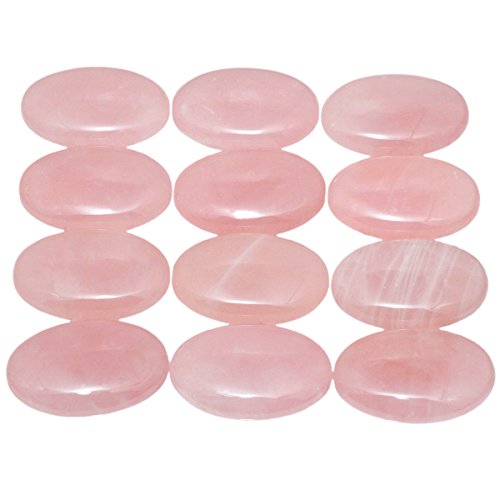 Mookaitedecor Rose Quartz Pocket Palm Stone Worry Stones Therapy Crystal Healing Gemstone Oval Shape #TOP3