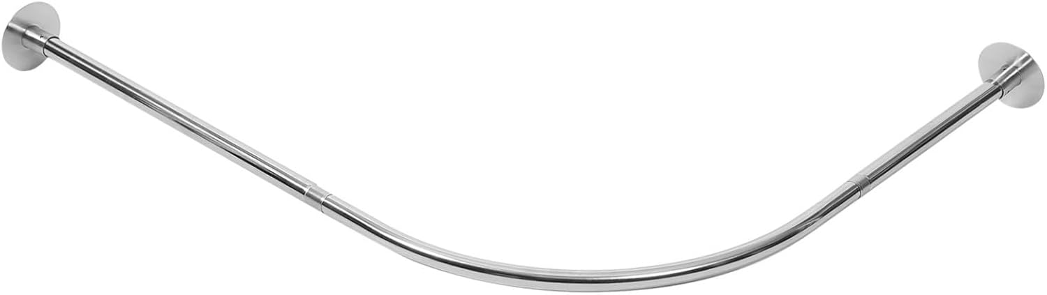 Shaped Curved Shower Curtain Rod Extendable Tension Rail for Easy Installation Heavy Duty Design for and Multi-purpose Use