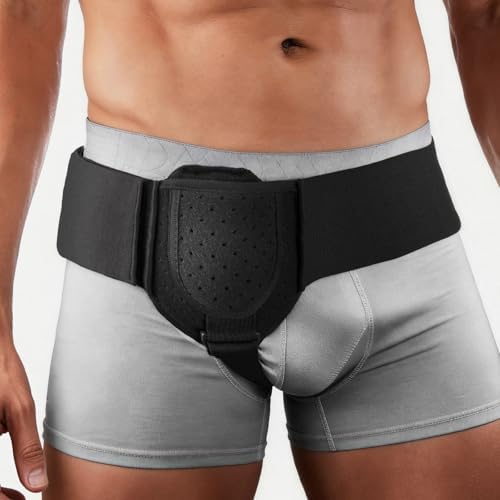 Hernia Belts for Men & Women, Inguinal Hernia Belt for Men Fits Left or Right Hernia, Hernia Support for Men With Adjustable Waist Strap & Compression Pressure Pad for Pre & Post-Surgery | Black