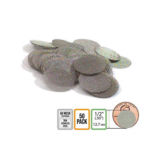 1/2 Inch Pipe Screens - 304 Stainless Steel Wire Mesh Filters (50+ Pack)
